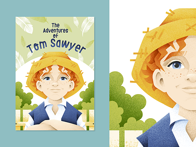 Tom Sawyer book book cover boy character child cover design design grain texture grit illustration texture tom sawyer vector