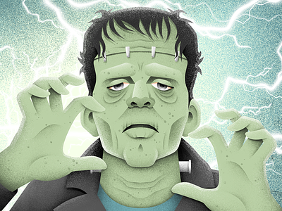 Frankenstein design frankenstein grain texture grit human illustration portrait texture the monster vector
