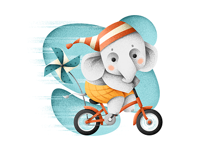 Fast Elephant animal bicycle character design elephant grain texture grit illustration texture vector
