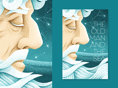 The Old Man and the Sea book book cover design grain texture grit illustration sea texture the old man vector