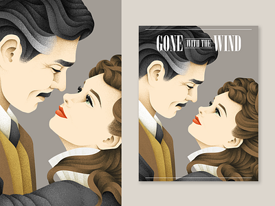 Gone with the Wind book book cover clark gable design grain texture grit illustration man portrait texture vector vivien lee woman