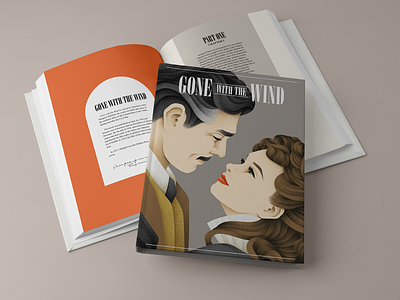 Gone with the Wind book book cover clark gable design gone with the wind grain texture grit illustration man portrait texture vector vivien lee woman