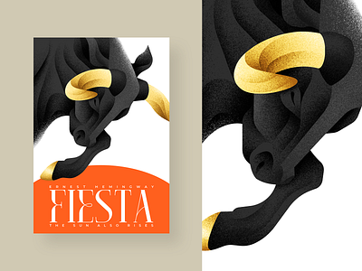 Fiesta animal book book cover bull design grain texture illustration texture vector