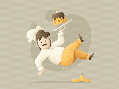 Сlumsy chef cakes chef hat design flat grit human vector