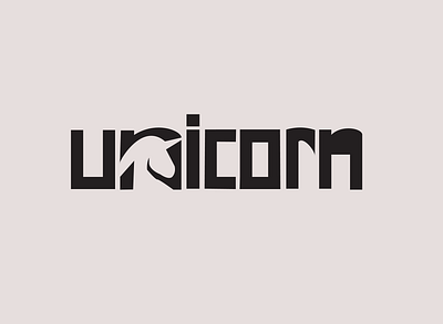 Unicorn Logo branding design logo negative space typography unicorn vector