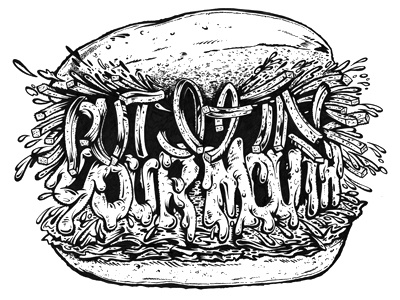Big Ass Sandwich black eat food food cart illustration pen portland sandwich white