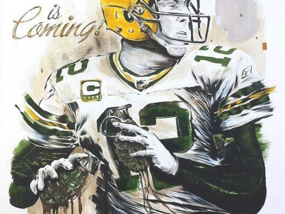 Aaron Rodgers acrylic athlete color colour football greenbay illustration nfl packers pencil portrait sports