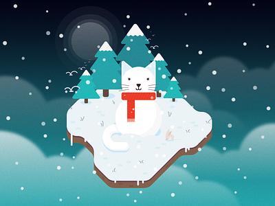 Snowcat cat christmas design illustration snow snowing snowman