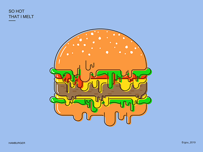 So hot that i melt_Hamburger 2019 climate change design food global warming hamburger idea illustration vector