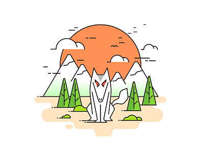 Ferocious wolf in the sunset design ferocious icon idea illustration logo sunset ui wolf