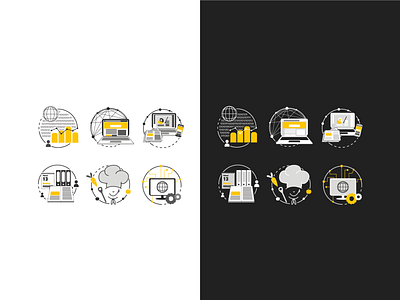 Icons on white and black background art branding clean design detailed illustration illustrator logo minimal vector