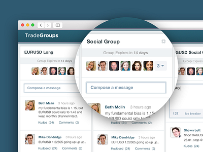 Members List application feeds finance forex groups list live messaging responsive social stocks trading