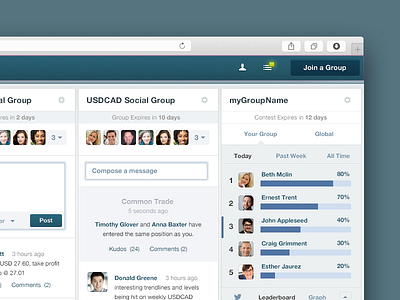 Leaderboard Stats dashboard feeds graph group leaderboard light responsive social stats toggle ui ux
