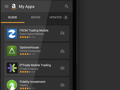 Amazon Appstore My Apps amazon android application appstore cards cloud darkmode design device mobile ui ux