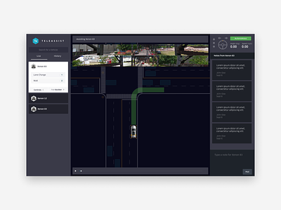 Uber Remote Assist application application design assistance autonomous vehicles control darkmode desktop monitoring operation realtime remote tool