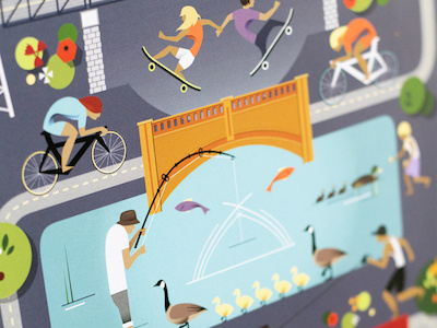 The Trail | Poster abstract bicycle biking character design colorful illustration detailed fishing illustration nature poster design skating