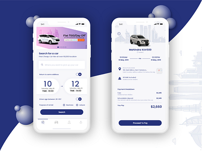 Car Rent app design flat icon layout mobile app mockup typography ui