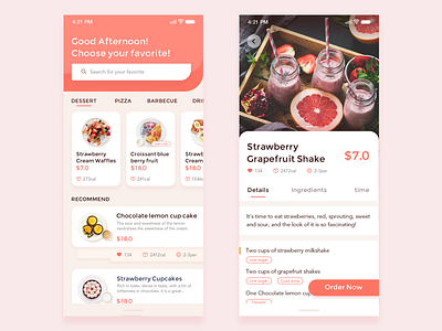 food app app design flat layout mobile app mockup typography ui