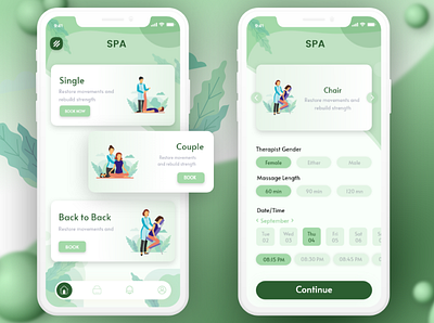 Spa app app design flat icon layout mobile app mockup typography ui ux