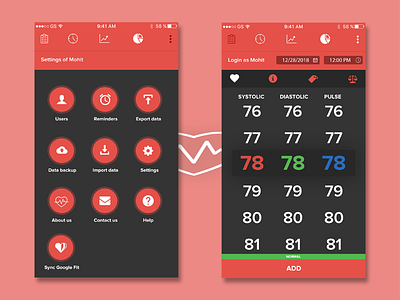 Blood App app design flat icon layout mobile app mockup typography ui vector