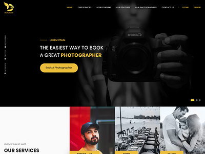 Photographer Website design flat layout mobile app mockup typography ui web website