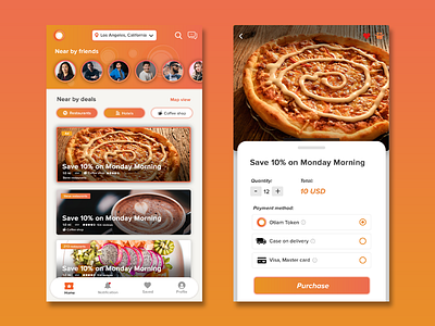 Food App app design flat layout minimal mobile app mockup typography ui