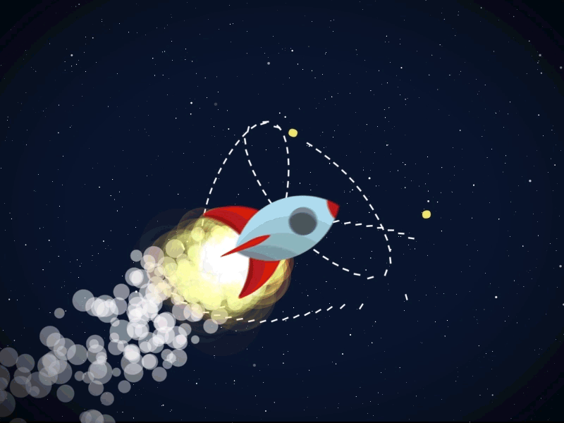 Rocket 2d after effect animation cosmos motion motion graphics particle space