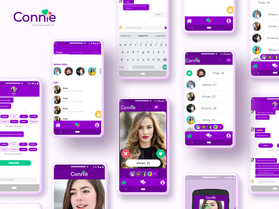 Connie dating app design flat mobile app mobile ui ui ux