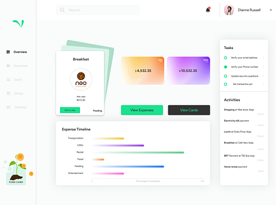 Vee Card - Dashboard dashboard dashboard ui desktop view flat ui ux