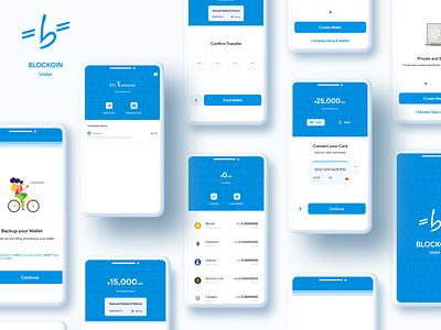 Blockoin Wallet cryptocurrency design flat illustration mobile app mobile ui ui ux vector