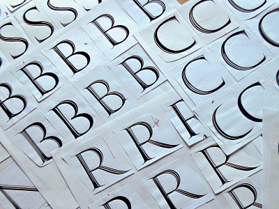 Roman letters with brush strokes