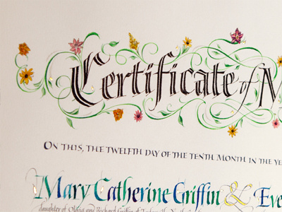 Marriage certificate calligraphy craft illumination
