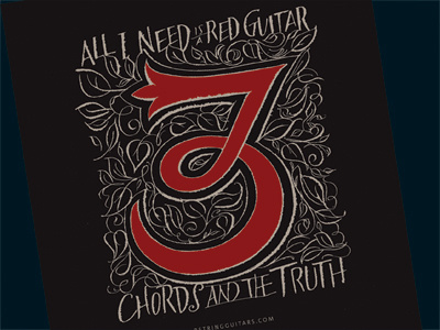 Red guitar, three chords and the truth calligraphy tshirtdesign funtypography
