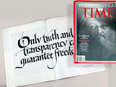 TIME magazine, Year-end, Person of the Year Issue calligrapher calligraphy john stevens pen