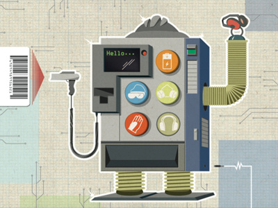 Vending robot illustration rendering vector