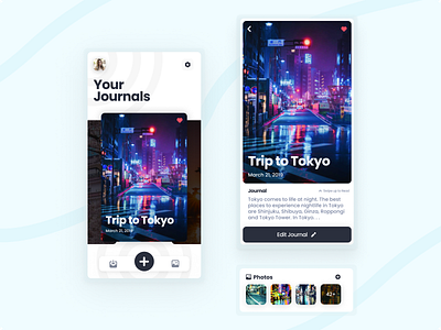 Travel Journal - App UI Concept carousel design japan journal minimal mobile phone slideshow tokyo travel ui