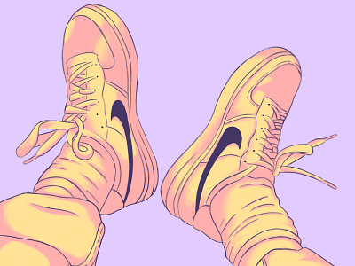 Illustration of nike shoes advertisement art art direction colors composition design illustration lofi nike procreate procreate art shoes visual