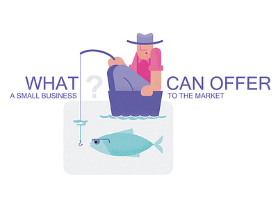 Small Business 2d 2d art art design editorial editorial illustration fish fisherman fishing flat flat illustration graphic art graphic design illustration market marketing offer small vector vector art