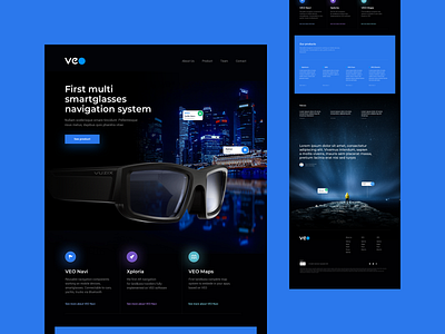 VEO Website augmented reality branding design explore glasses landing landingpage maps onepage sales page turist website website concept