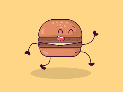 running burger adobe illustrator branding burger design designer eat fast food flat food food illustration graphic design icon illustraion illustrator logo running ui ux vector vector illustration