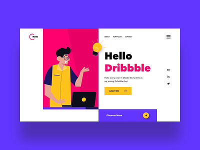 Hello Dribbble 2020 trend debutshot design hello dribble illustration typography ui user experience user interface design ux