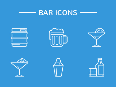 Bar Icons bar beer cocktails drinks icons margarita outline shaker whiskey