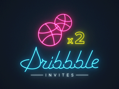 Dribbble Invites x 2 after effects animation dribbble invite gif givaway invite neon