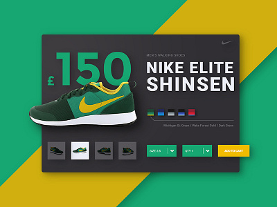 Nike Product Card card dark green material design nike product product card shadows shoes yellow