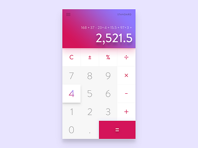 Daily Ui #04 - Calculator calculator colorful daily ui dailyui gradients pink purple shadows ui user interface ux vibrant