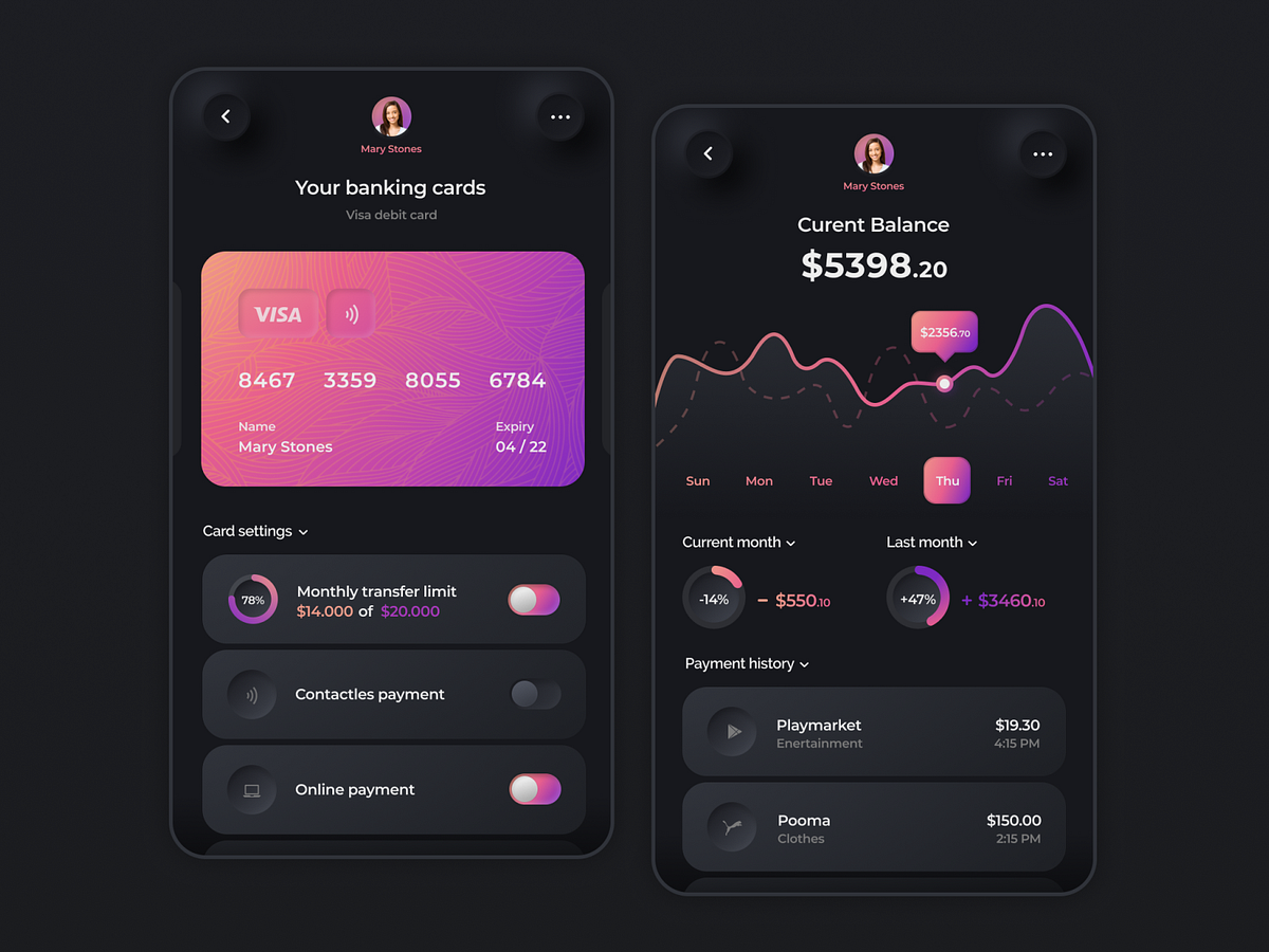 Banking App design by Ivan Kudriavtsev on Dribbble