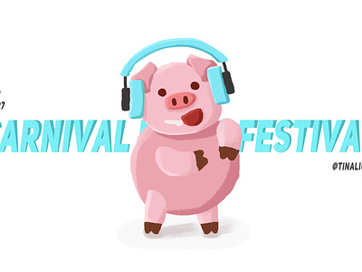 Day11，Music-loving Piglet design illustration