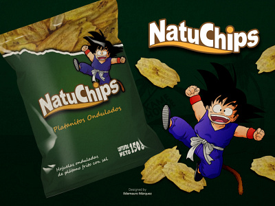 NatuChips - Dragon Ball (Gokú) anime brand branding design designer dragon ball goku identity illustration natuchips packaging platanitos venezuela