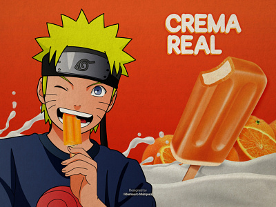 Crema Real - Naruto anime brand branding design designer ice ice cream identity illustration logo logodesign naruto orange sweet venezuela