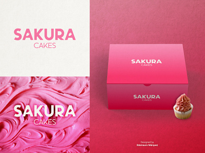 Sakura Cakes bakery bakery logo brand branding cake cake logo design designer flat identity logo logo design logodesign logos logotype packaging sakura typography